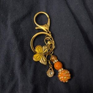 Gold and Orange Butterfly Keychain